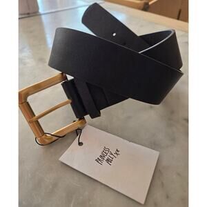 NWT Princess Polly Black Faux Leather Belt Brass Buckle Y2K Streetwear Trendy Sm